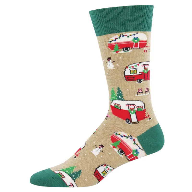 sock with funky print-  Christmas Campers - Cotton Crew