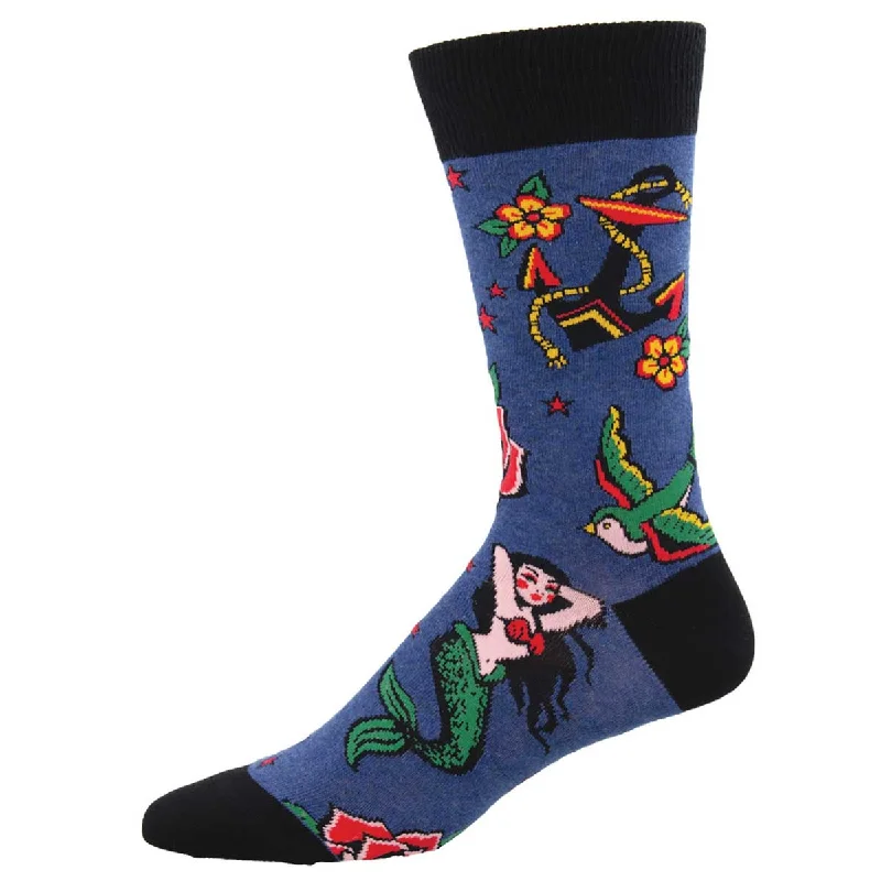 sock with bold shade-  Traditional Tats - Cotton Crew