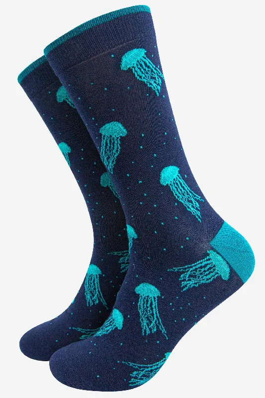 sock with warm edge-  Sock Talk/Men's Floating Jellyfish Bamboo Socks