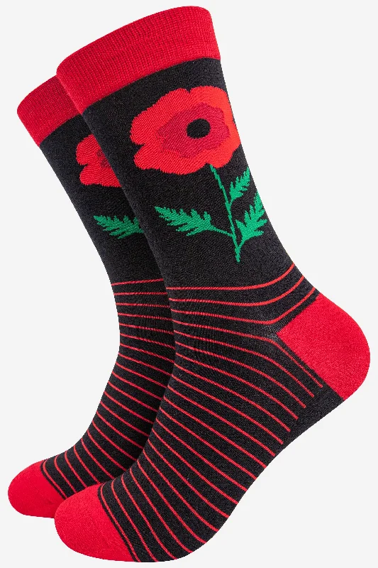 sock with bold edge-  Sock Talk/Men's Poppy Bamboo Socks