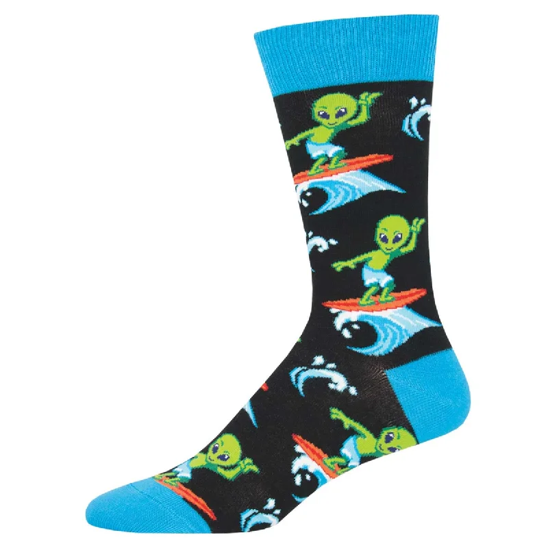 sock with blue pattern-  Surfing The Galaxy - Cotton Crew