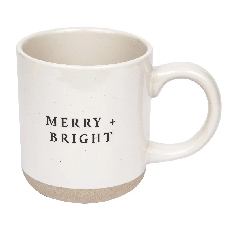 sock with active shade-  Merry & Bright Stoneware Coffee Mug - Christmas Decor & Gift