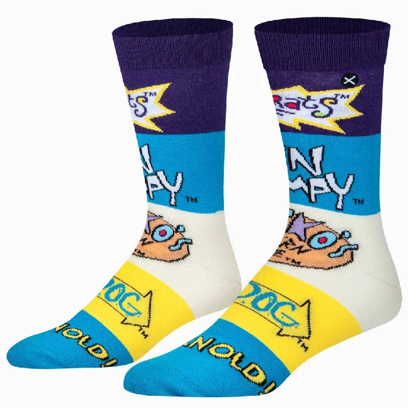 sock with solid color-  Nick 90s Mash Up Men's Crew Socks