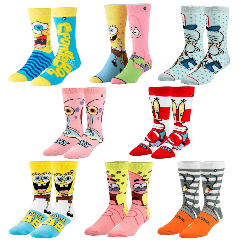 sock with thick fabric-  Odd Sox, Nickelodeon SpongeBob Cartoon Sock Gift Box Set, 8 Pairs, Fun, Colorful