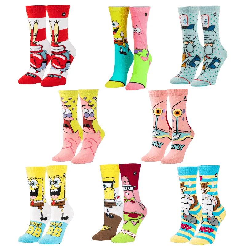 sock with rugged edge-  Odd Sox, Nickelodeon SpongeBob Cartoon Sock Gift Box Set, 8 Pairs, Fun, Colorful