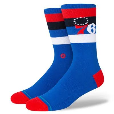 sock for hiking-  Philadelphia 76ers Stripe Crew Socks