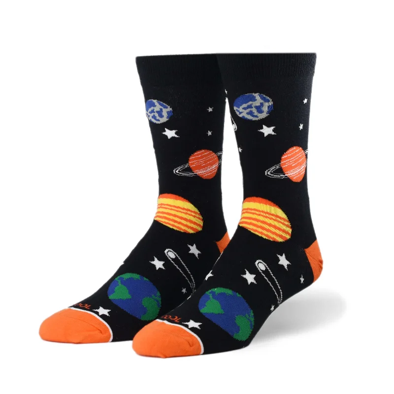 sock with bright tone-  Planets Men's Crew Socks