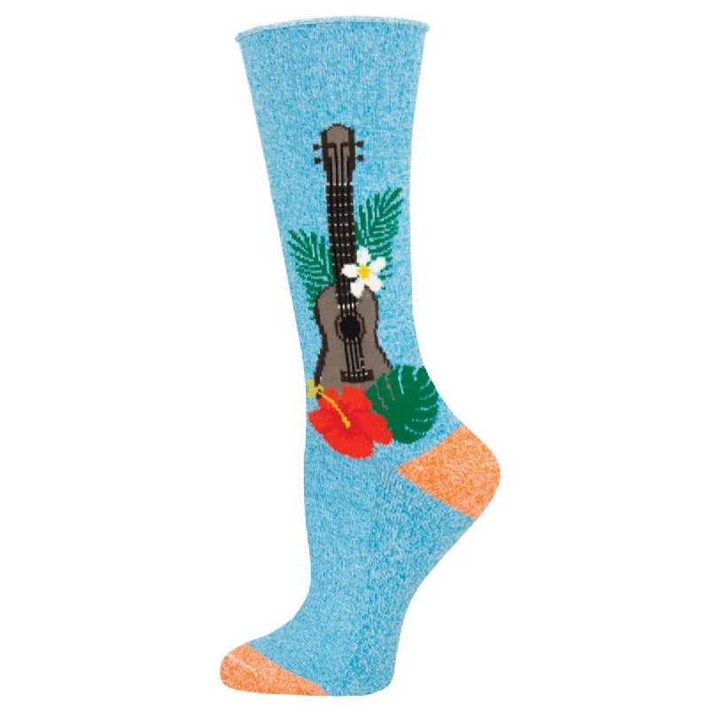 sock with breathable fabric-  Ukulele In Paradise - Recycled Cotton