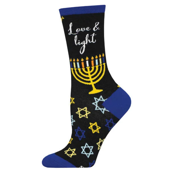 sock with sleek touch-  Love and Light Hanukkah Socks