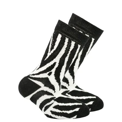 sock with rugged look-  Kid's Zebra Crew Socks