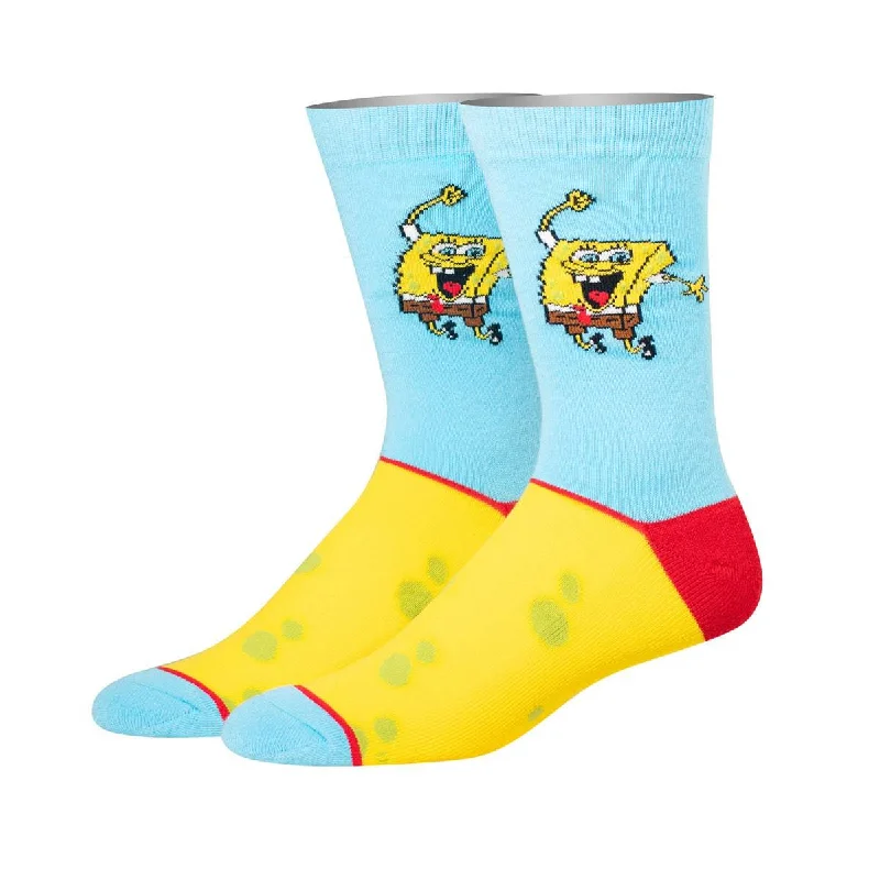 sock with classic edge-  SpongeBob Happy Pants Men's Crew Socks