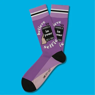 sock with bold vibe-  Believe In Your Selfie Everyday Socks