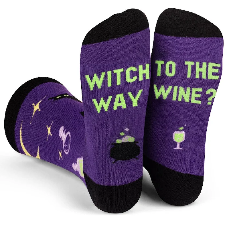 sock for trendy-  Witch Way To The Wine Socks