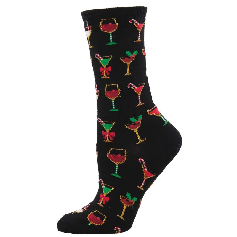 sock with black color-  Christmas Cocktails - Cotton Crew