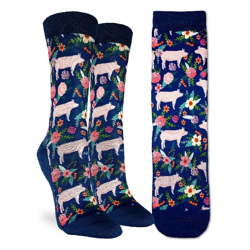 sock with seamless-  Good Luck Sock/Women's Floral Pigs Socks