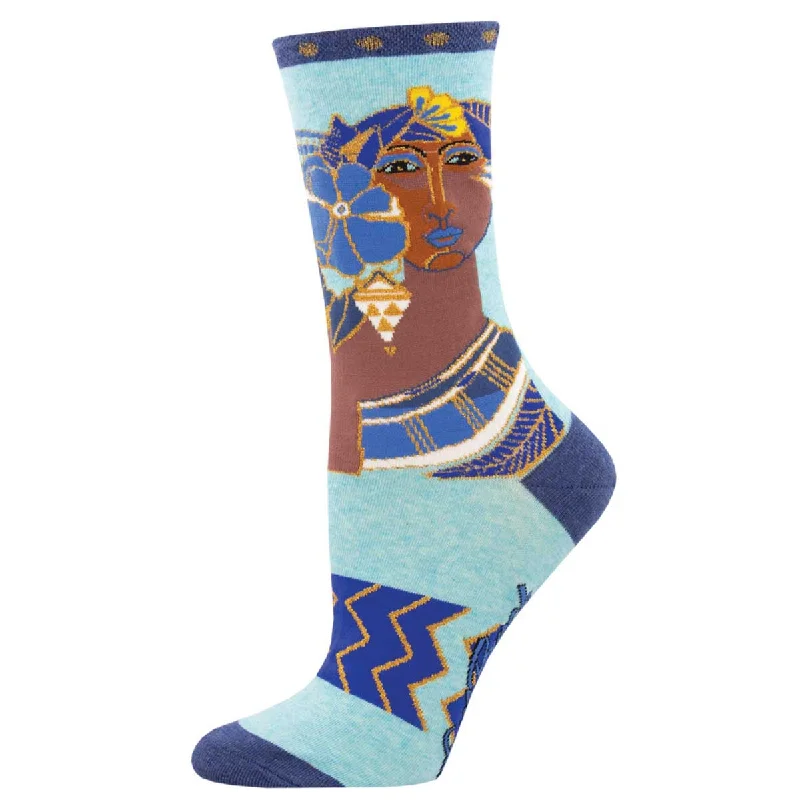 sock with active vibe-  Laurel Burch - Blossoming Woman - Cotton Crew