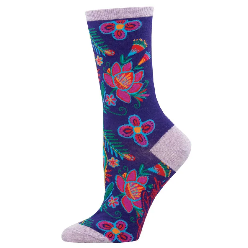 sock for trekking-  Laurel Burch - Alyssa Floral - Cotton Crew