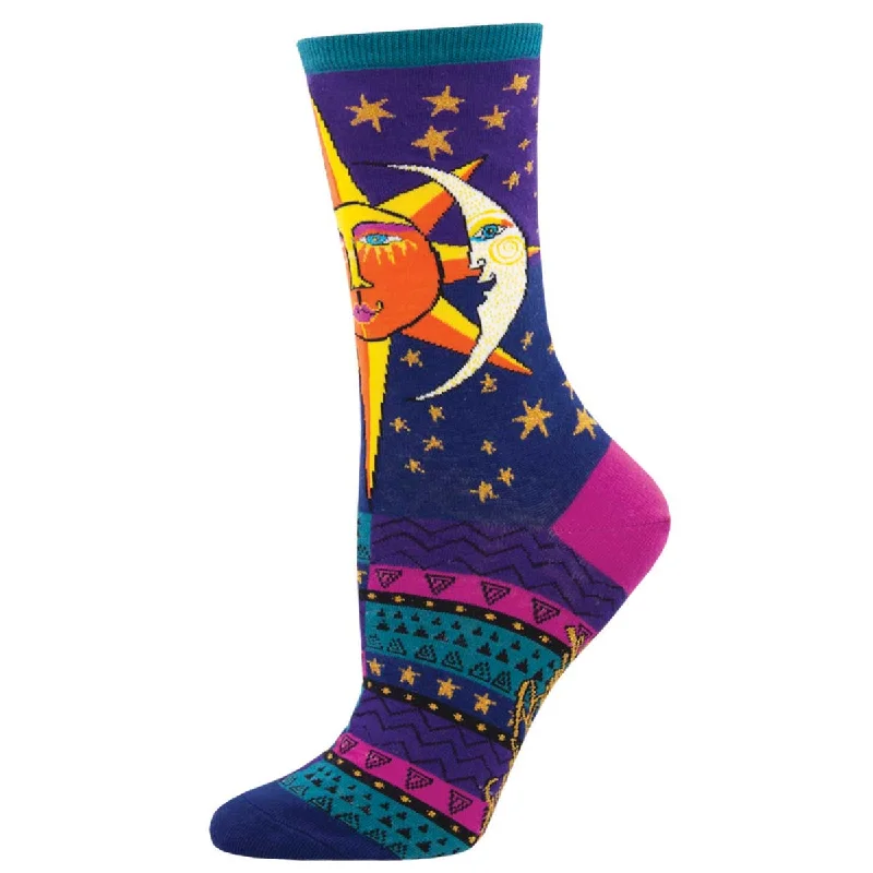 sock with subtle feel-  Laurel Burch - Sun And Moon - Cotton Crew