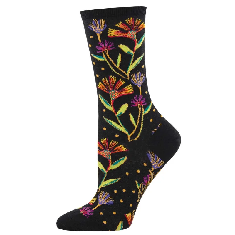 sock for timeless vibe-  Laurel Burch - Wildflowers - Cotton Crew