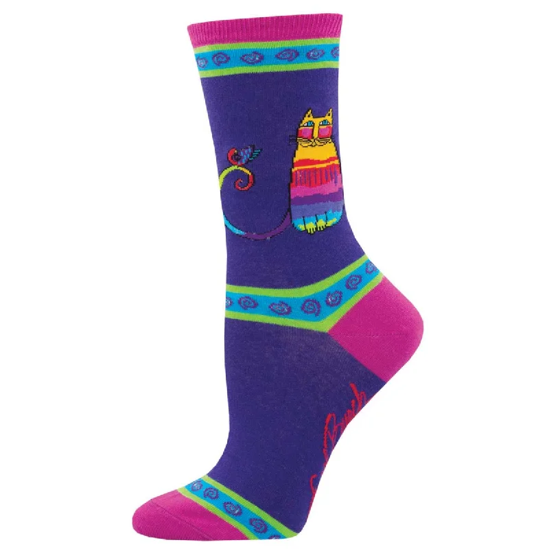 sock with rugged feel-  Laurel Burch - Rainbow Cat - Cotton Crew