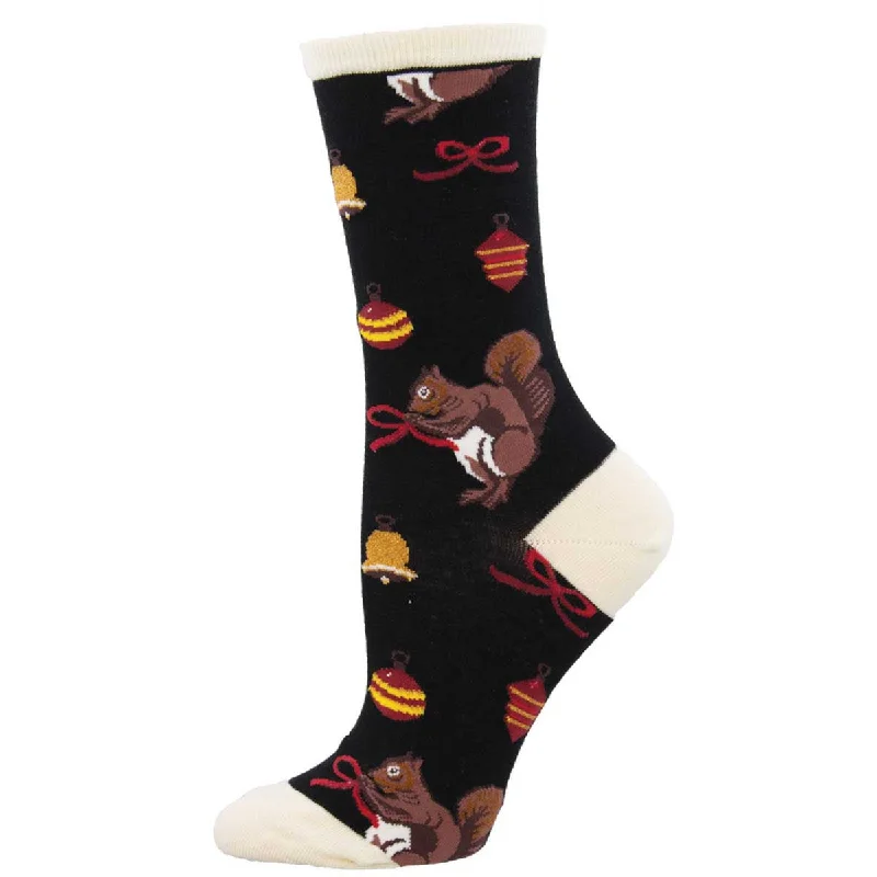 sock with hybrid blend-  Have A Squirrelly Christmas - Cotton Crew