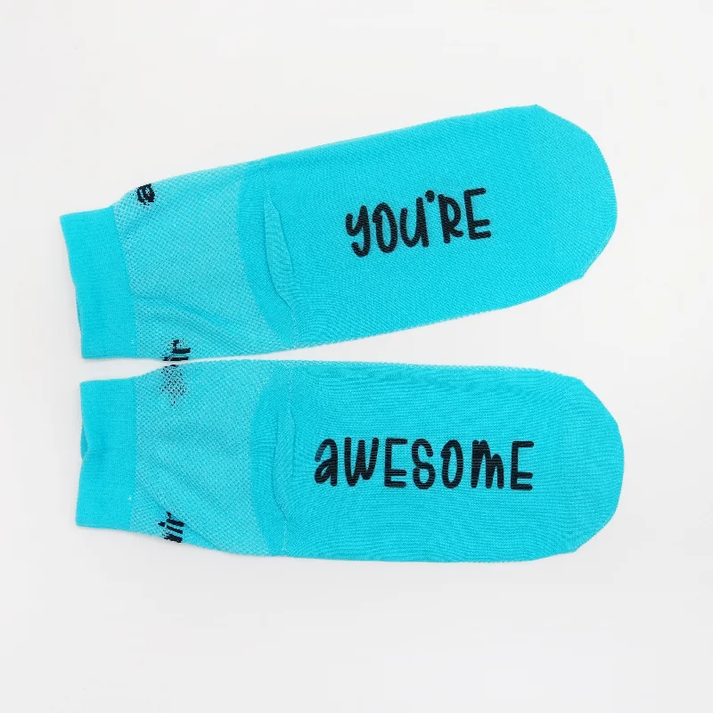 sock for winter-  You're Awesome Motivation Performance Socks, Inspirational Quote on Sock, Positivity, Love Yourself, Affirming Words, Think Positive Gifts