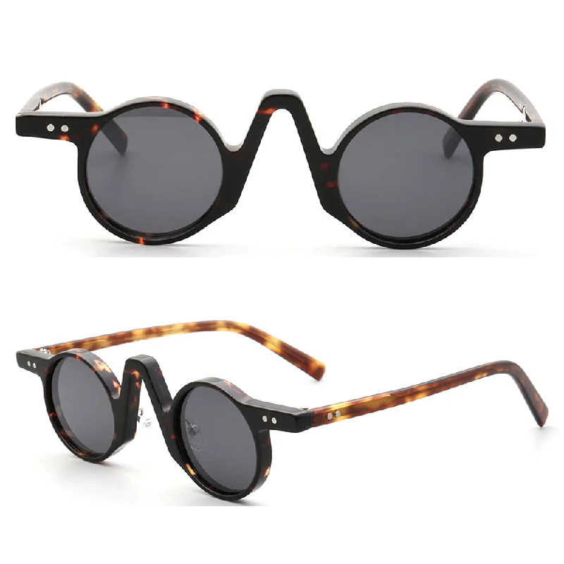 sunglasses for mountain trails-Central | Round Polarized Sunglasses w/ Tortoise Shell Pattern | Retro Raised Bridge Frame Design