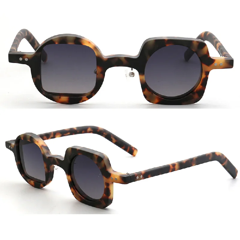 sunglasses for travel comfort-Scene | Mismatch Polarized Sunglasses w/ Tortoise Shell Pattern | Unique Retro Square & Circle Frames