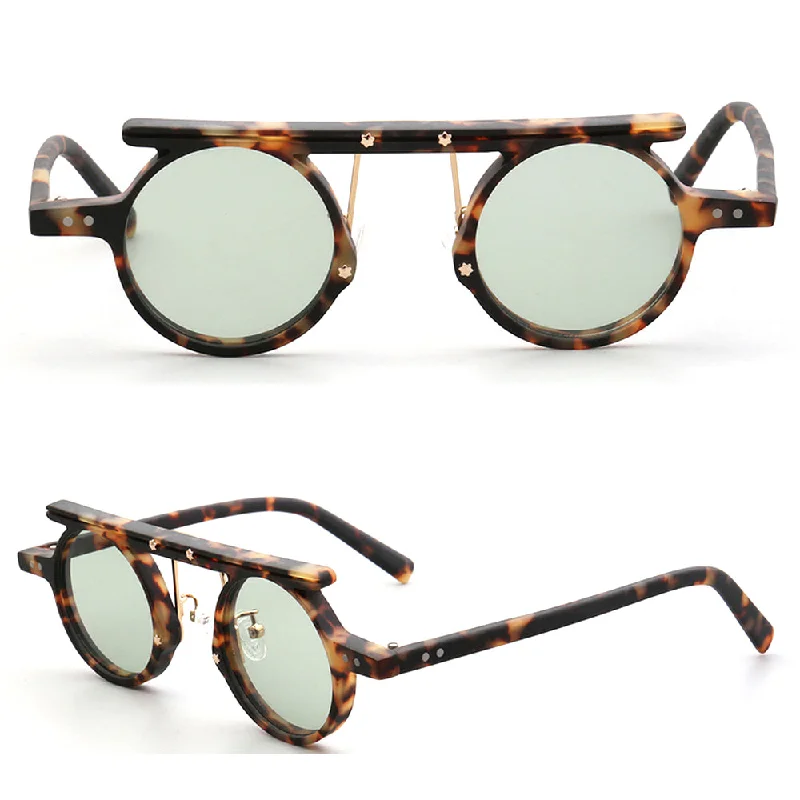 sunglasses for street style-Hester | Vintage Round Polarized Sunglasses | Flat Top Design w/ Tortoise Shell Pattern