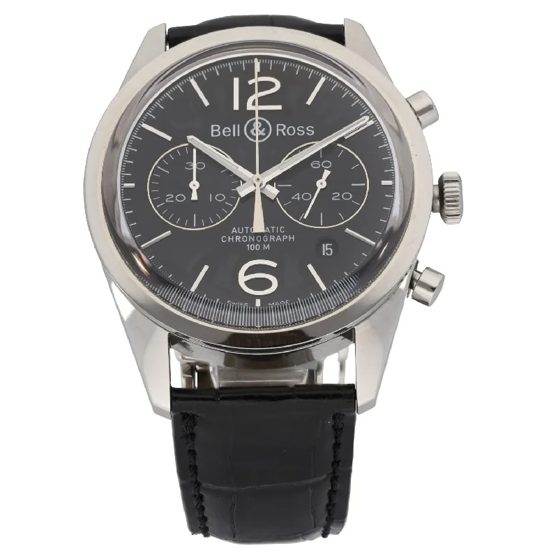 watch for subtle elegance-  Bell & Ross Vintage Officer BRG/26-BL-ST/SCR 41.5mm Stainless Steel Watch