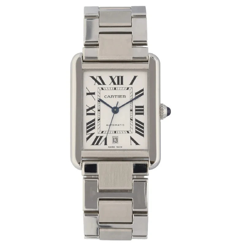 watch with polished case-  Cartier Tank Solo W5200028 31mm Stainless Steel Watch