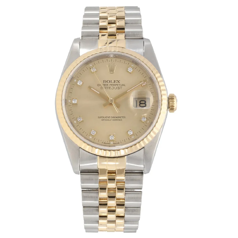 watch with durable strap-  Rolex Datejust 16233 36mm Bi-Colour Watch