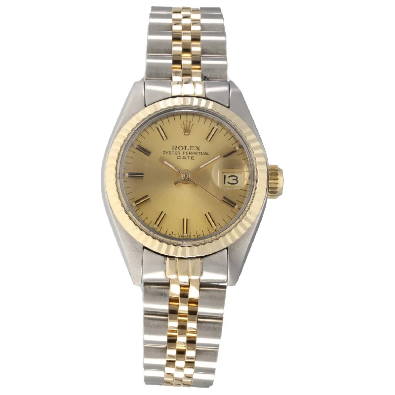 watch with rotating bezel-  Rolex Lady Datejust 6917 26mm Bi-Colour Watch