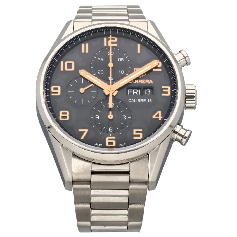 watch with sporty vibe-  Tag Heuer Carrera CV2A1AB 43mm Stainless Steel Watch